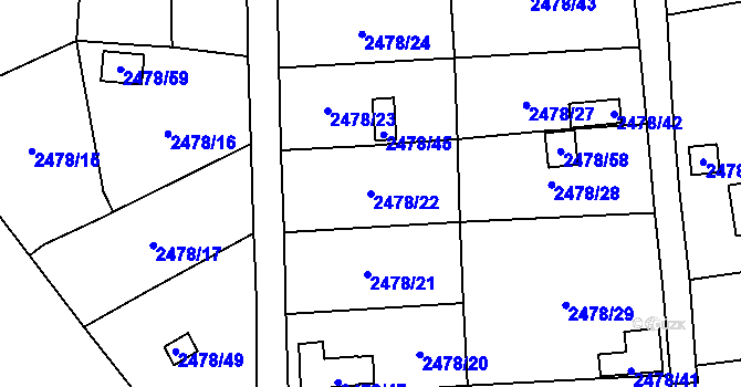 Parcela st. 2478/22 v KÚ Dolní Chodov, Katastrální mapa