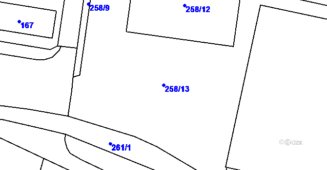 Parcela st. 258/13 v KÚ Dolní Chodov, Katastrální mapa