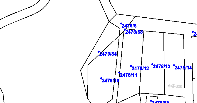 Parcela st. 2478/54 v KÚ Dolní Chodov, Katastrální mapa