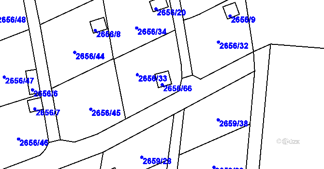 Parcela st. 2656/66 v KÚ Dolní Chodov, Katastrální mapa