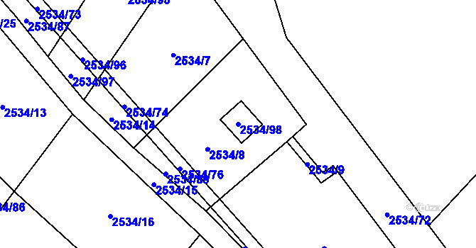 Parcela st. 2534/98 v KÚ Dolní Chodov, Katastrální mapa