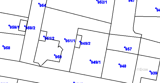 Parcela st. 949/2 v KÚ Dolní Chodov, Katastrální mapa