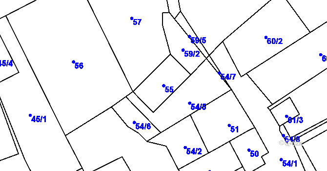 Parcela st. 55 v KÚ Dolní Chodov, Katastrální mapa