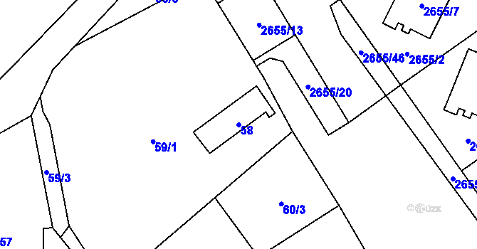 Parcela st. 58 v KÚ Dolní Chodov, Katastrální mapa