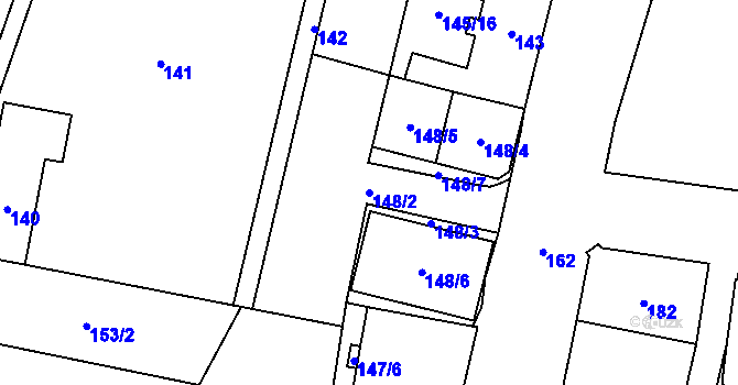 Parcela st. 148/2 v KÚ Dolní Chodov, Katastrální mapa