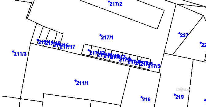 Parcela st. 217/10 v KÚ Dolní Chodov, Katastrální mapa