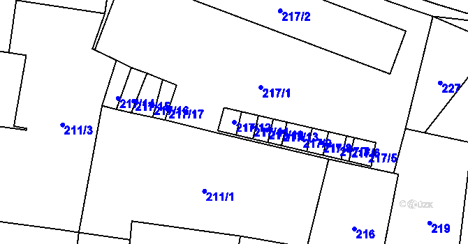 Parcela st. 217/12 v KÚ Dolní Chodov, Katastrální mapa