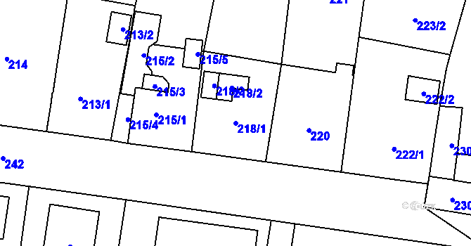 Parcela st. 218/1 v KÚ Dolní Chodov, Katastrální mapa