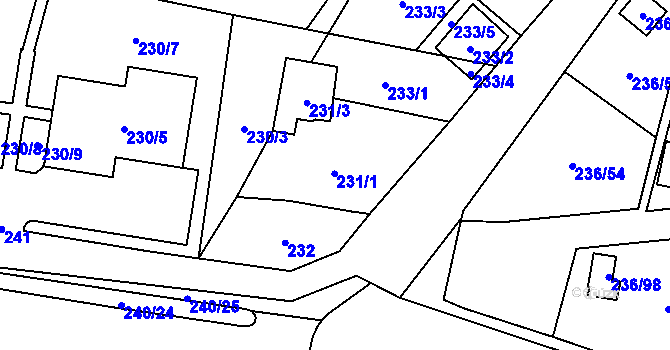 Parcela st. 231 v KÚ Dolní Chodov, Katastrální mapa