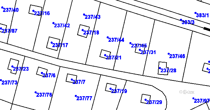 Parcela st. 237/21 v KÚ Dolní Chodov, Katastrální mapa