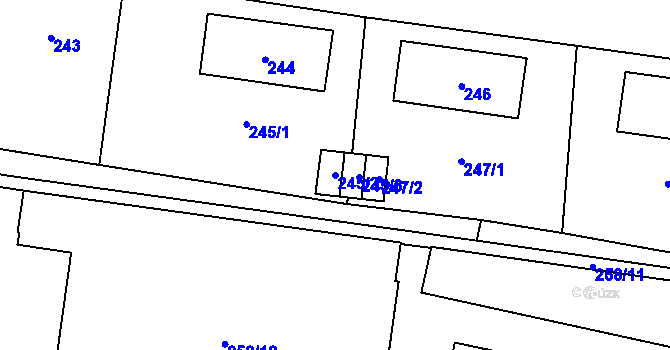 Parcela st. 245/2 v KÚ Dolní Chodov, Katastrální mapa