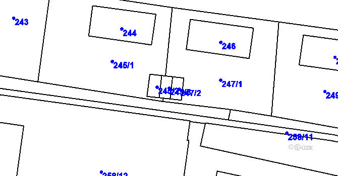 Parcela st. 245/3 v KÚ Dolní Chodov, Katastrální mapa