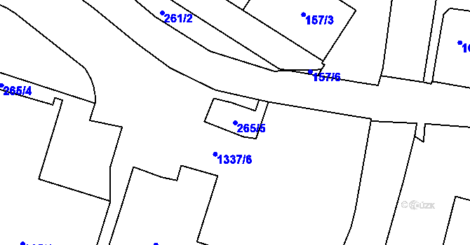 Parcela st. 265/5 v KÚ Dolní Chodov, Katastrální mapa