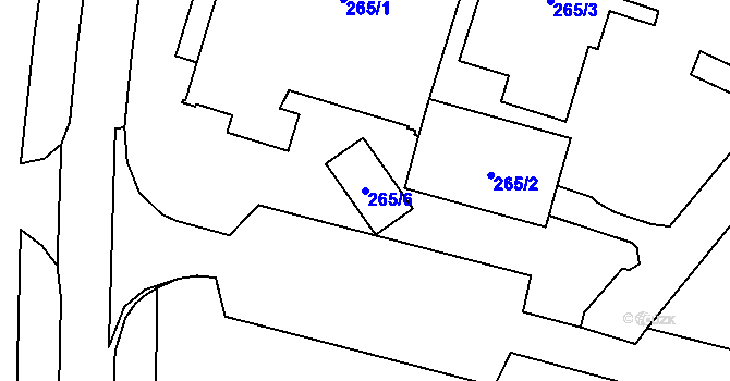 Parcela st. 265/6 v KÚ Dolní Chodov, Katastrální mapa