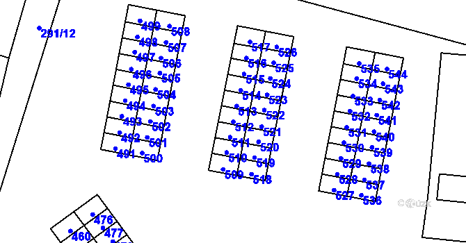 Parcela st. 512 v KÚ Dolní Chodov, Katastrální mapa