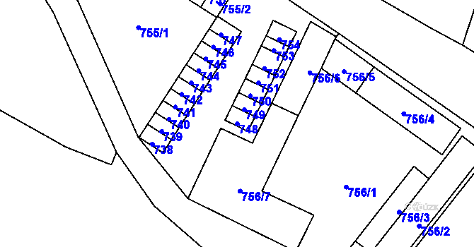 Parcela st. 748 v KÚ Dolní Chodov, Katastrální mapa