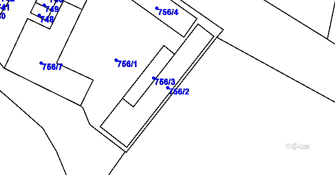Parcela st. 756/2 v KÚ Dolní Chodov, Katastrální mapa