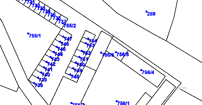 Parcela st. 756/6 v KÚ Dolní Chodov, Katastrální mapa