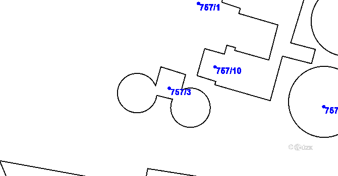 Parcela st. 757/3 v KÚ Dolní Chodov, Katastrální mapa