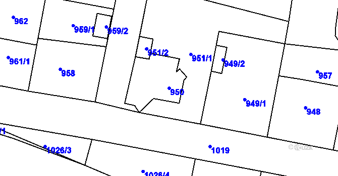 Parcela st. 950 v KÚ Dolní Chodov, Katastrální mapa