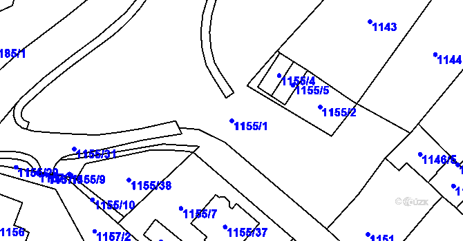 Parcela st. 1155/1 v KÚ Dolní Chodov, Katastrální mapa