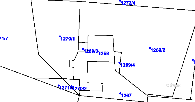 Parcela st. 1268 v KÚ Dolní Chodov, Katastrální mapa