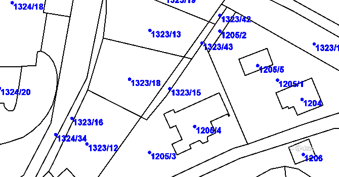 Parcela st. 1323/15 v KÚ Dolní Chodov, Katastrální mapa