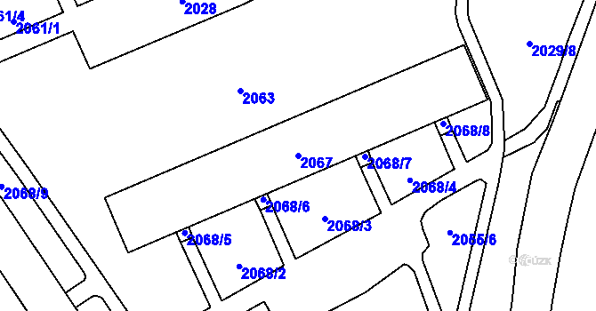 Parcela st. 2067 v KÚ Dolní Chodov, Katastrální mapa
