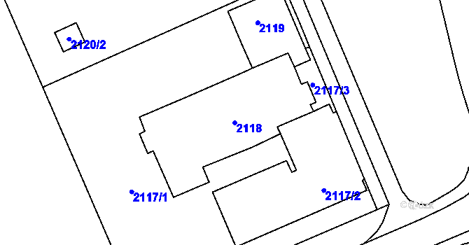 Parcela st. 2118 v KÚ Dolní Chodov, Katastrální mapa