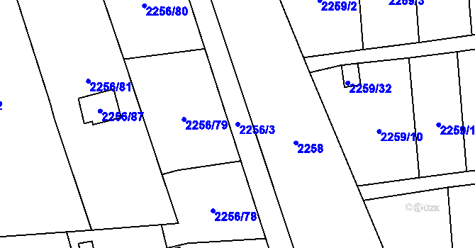 Parcela st. 2256/3 v KÚ Dolní Chodov, Katastrální mapa