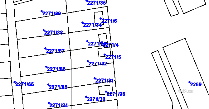 Parcela st. 2271/5 v KÚ Dolní Chodov, Katastrální mapa