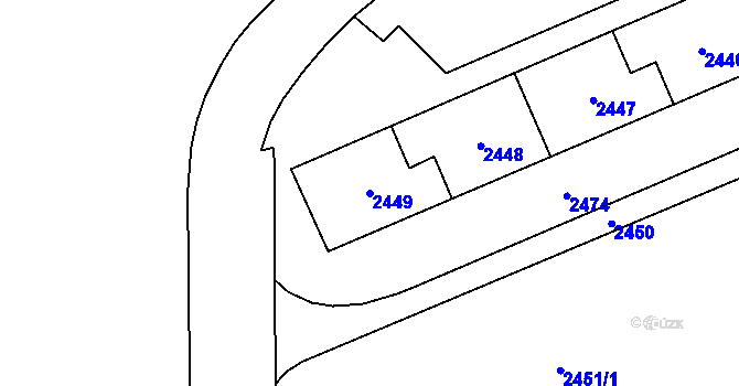 Parcela st. 2449 v KÚ Dolní Chodov, Katastrální mapa