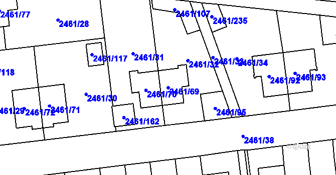 Parcela st. 2461/69 v KÚ Dolní Chodov, Katastrální mapa