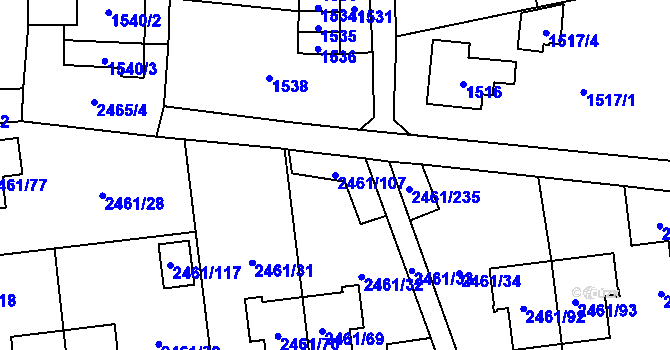 Parcela st. 2461/107 v KÚ Dolní Chodov, Katastrální mapa