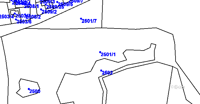 Parcela st. 2501/1 v KÚ Dolní Chodov, Katastrální mapa