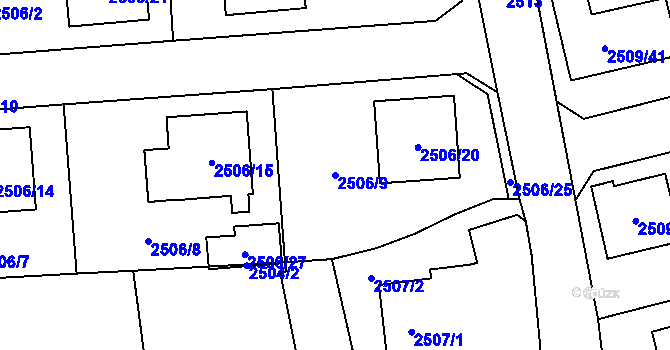 Parcela st. 2506/9 v KÚ Dolní Chodov, Katastrální mapa