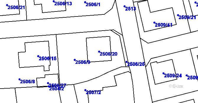 Parcela st. 2506/20 v KÚ Dolní Chodov, Katastrální mapa