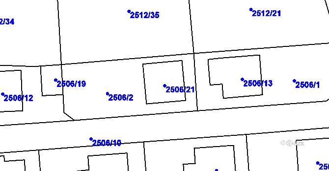 Parcela st. 2506/21 v KÚ Dolní Chodov, Katastrální mapa