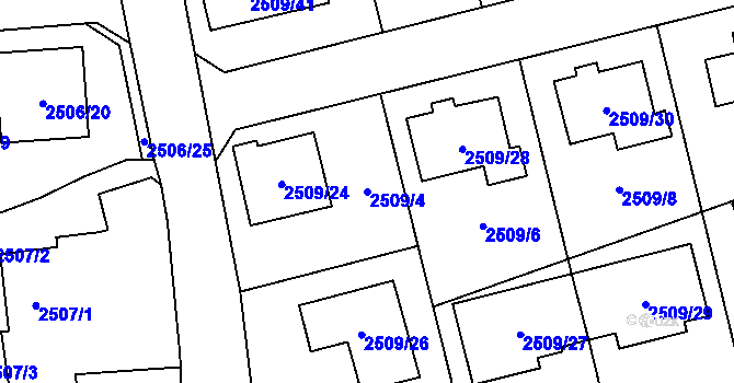 Parcela st. 2509/4 v KÚ Dolní Chodov, Katastrální mapa