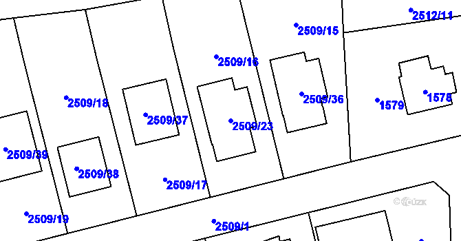 Parcela st. 2509/23 v KÚ Dolní Chodov, Katastrální mapa