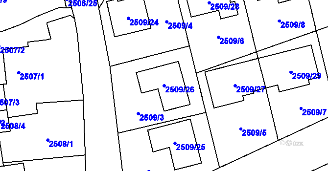 Parcela st. 2509/26 v KÚ Dolní Chodov, Katastrální mapa