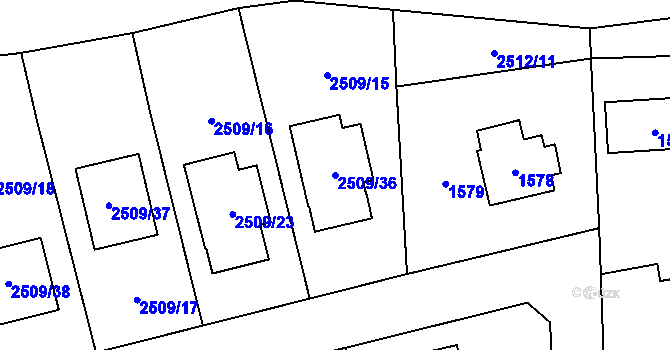 Parcela st. 2509/36 v KÚ Dolní Chodov, Katastrální mapa