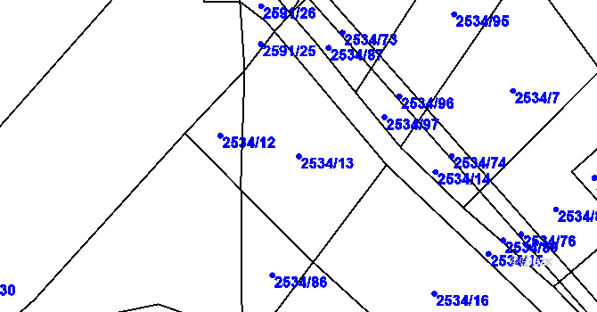Parcela st. 2534/13 v KÚ Dolní Chodov, Katastrální mapa