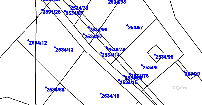 Parcela st. 2534/14 v KÚ Dolní Chodov, Katastrální mapa