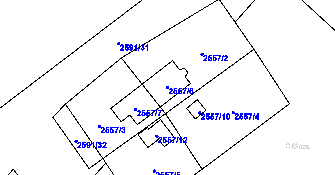 Parcela st. 2557/6 v KÚ Dolní Chodov, Katastrální mapa