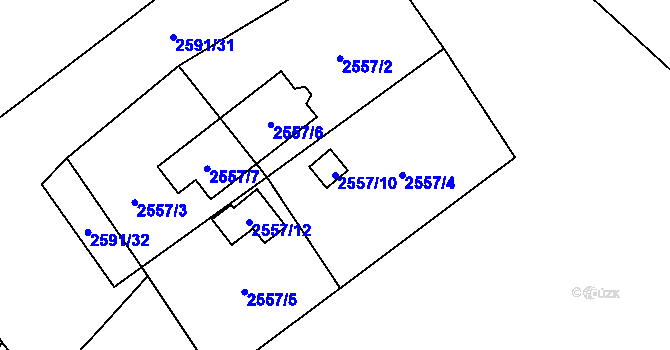 Parcela st. 2557/10 v KÚ Dolní Chodov, Katastrální mapa