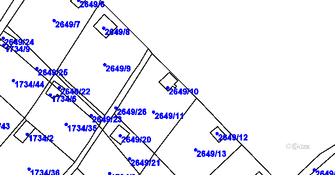 Parcela st. 2649/10 v KÚ Dolní Chodov, Katastrální mapa