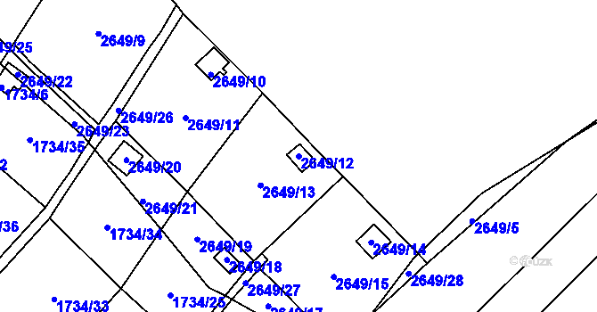 Parcela st. 2649/12 v KÚ Dolní Chodov, Katastrální mapa