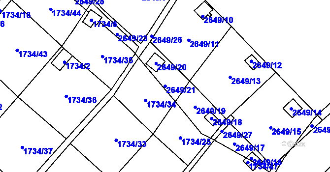 Parcela st. 2649/21 v KÚ Dolní Chodov, Katastrální mapa