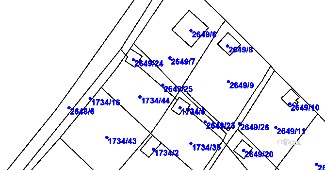 Parcela st. 2649/25 v KÚ Dolní Chodov, Katastrální mapa